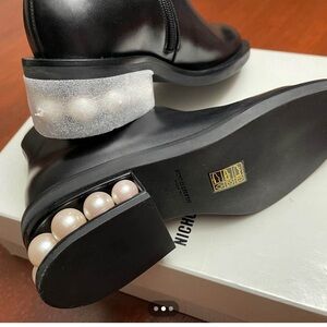 Nicholas Kirkwood Black Ankle Boots with Pearl Detail